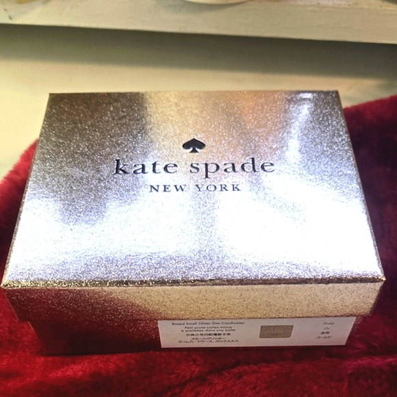 Kate Spade Gold Glitter Slim Cardholder with Box - Picture 3 of 8